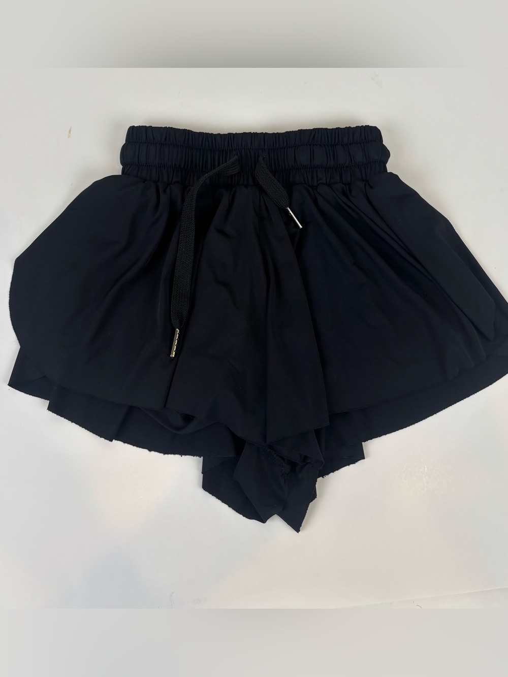 Black Flowy Ruffled Skort Shorts Nylon Spandex Built-in Liner Sz YM
